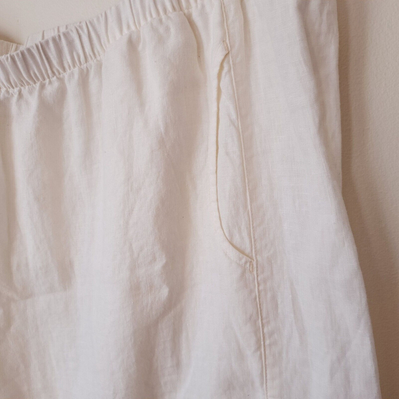 Kleen NWT Womens White Linen Pants Wide Leg Elastic Waist Plus Sz 2X Pockets - Picture 3 of 9